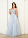 Long Formal A Line Slit Prom DressSilver