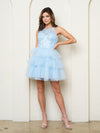 Cocktail Dresses Glitter Homecoming Short Corset Prom Dress Ice Blue