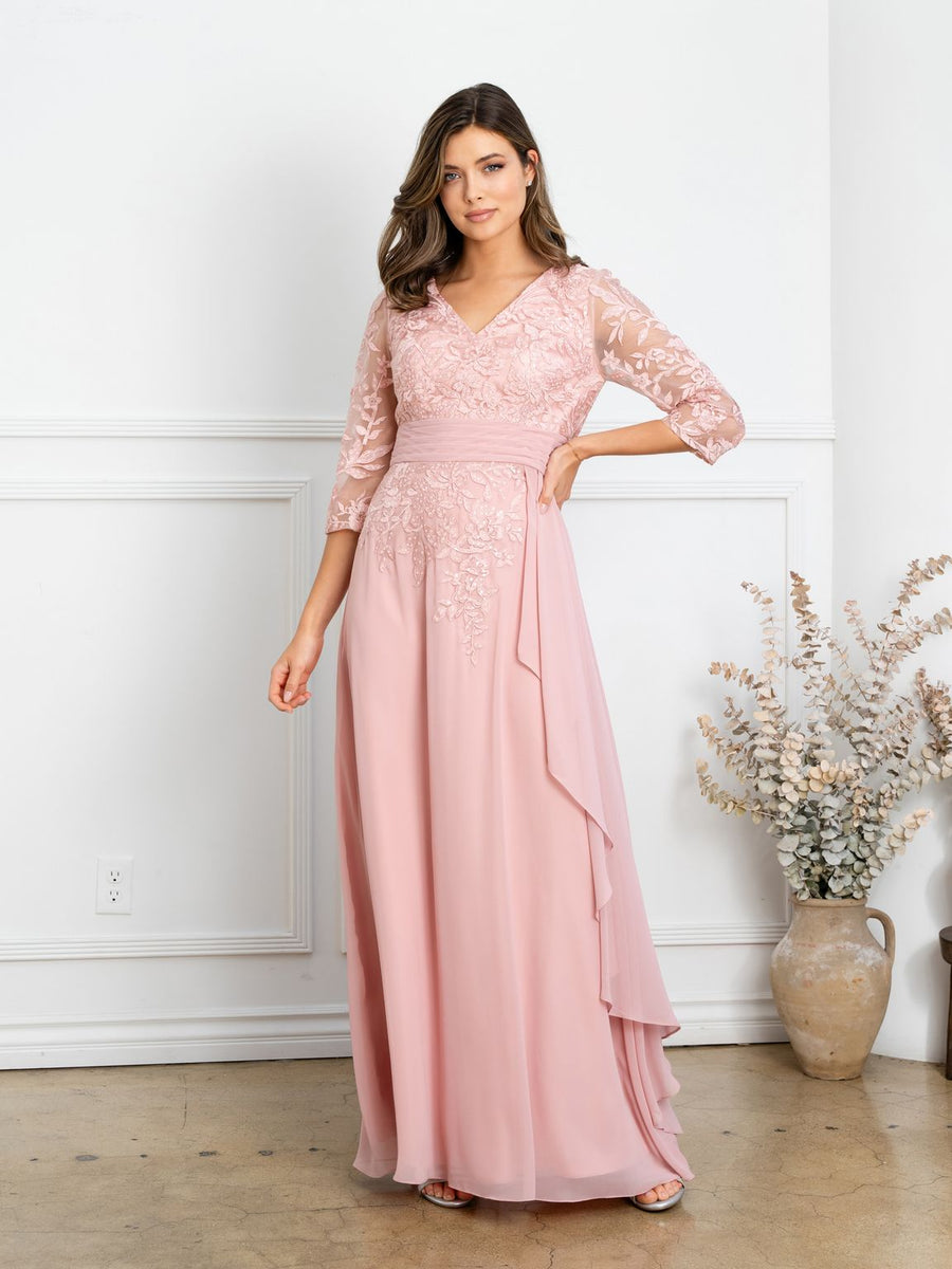 Mother of the Bride Dresses Pleated Long Mother of the Bride Formal Dress Dusty Rose