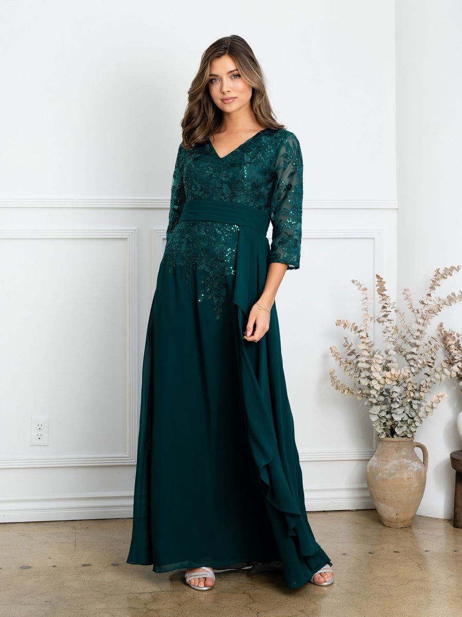 Mother of the Bride Dresses Pleated Long Mother of the Bride Formal Dress Hunter Green
