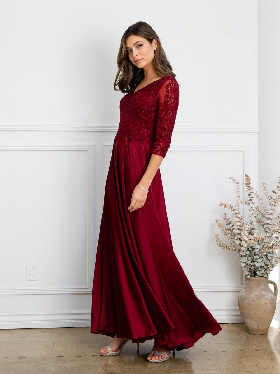 Mother of the Bride Dresses Long Formal Mother of the Bride Lace Dress Burgundy