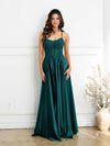 Prom Dresses A Line Long Formal Lace Applique Corset Prom Dress Hunter Green