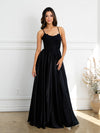 Prom Dresses A Line Long Formal Lace Applique Corset Prom Dress Black