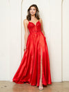 Prom Dresses A Line Long Formal Lace Sequin Prom Dress Red