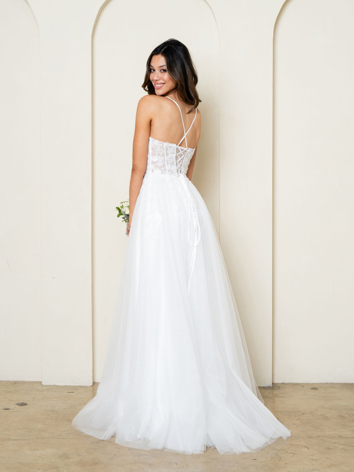 Wedding Dresses Glitter Long Ball Gown Beaded Wedding Dress Off White