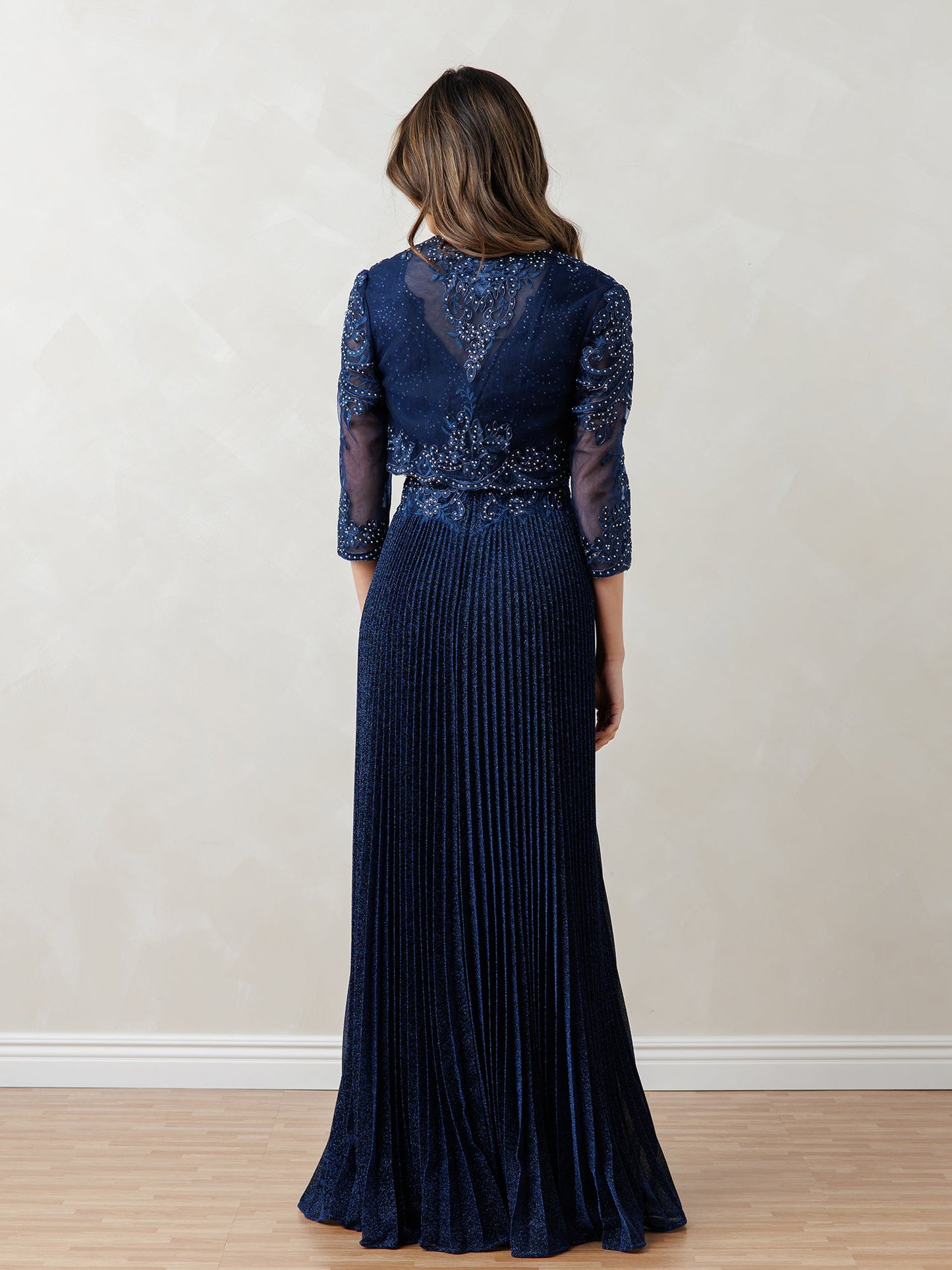 Mother of the Bride Dresses Long Two Piece Mother of the Bride Pleated Dress Navy