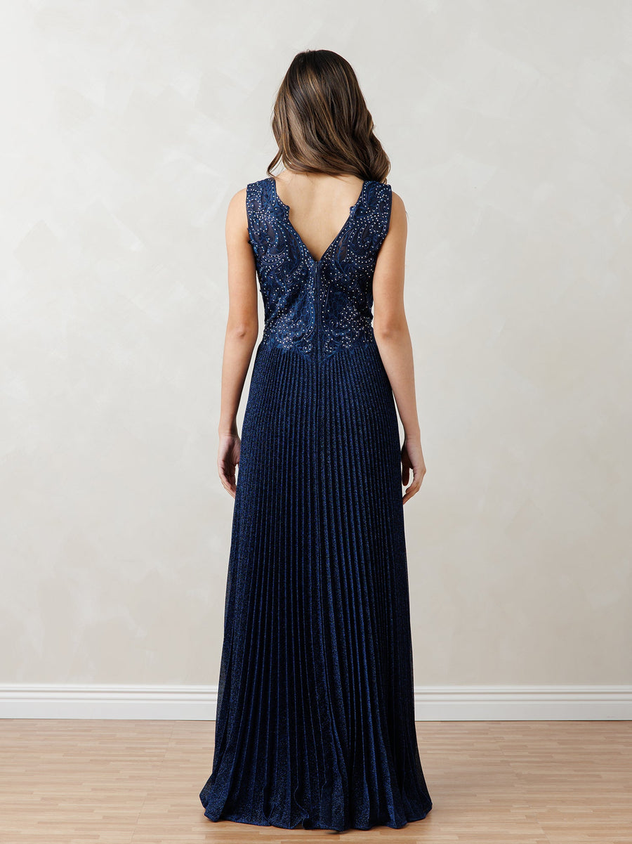 Mother of the Bride Dresses Long Two Piece Mother of the Bride Pleated Dress Navy