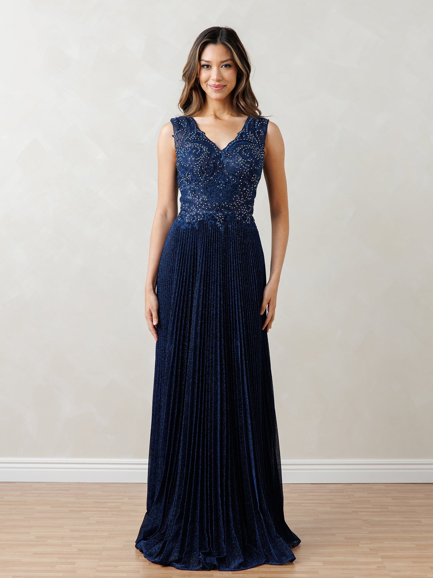 Mother of the Bride Dresses Long Two Piece Mother of the Bride Pleated Dress Navy