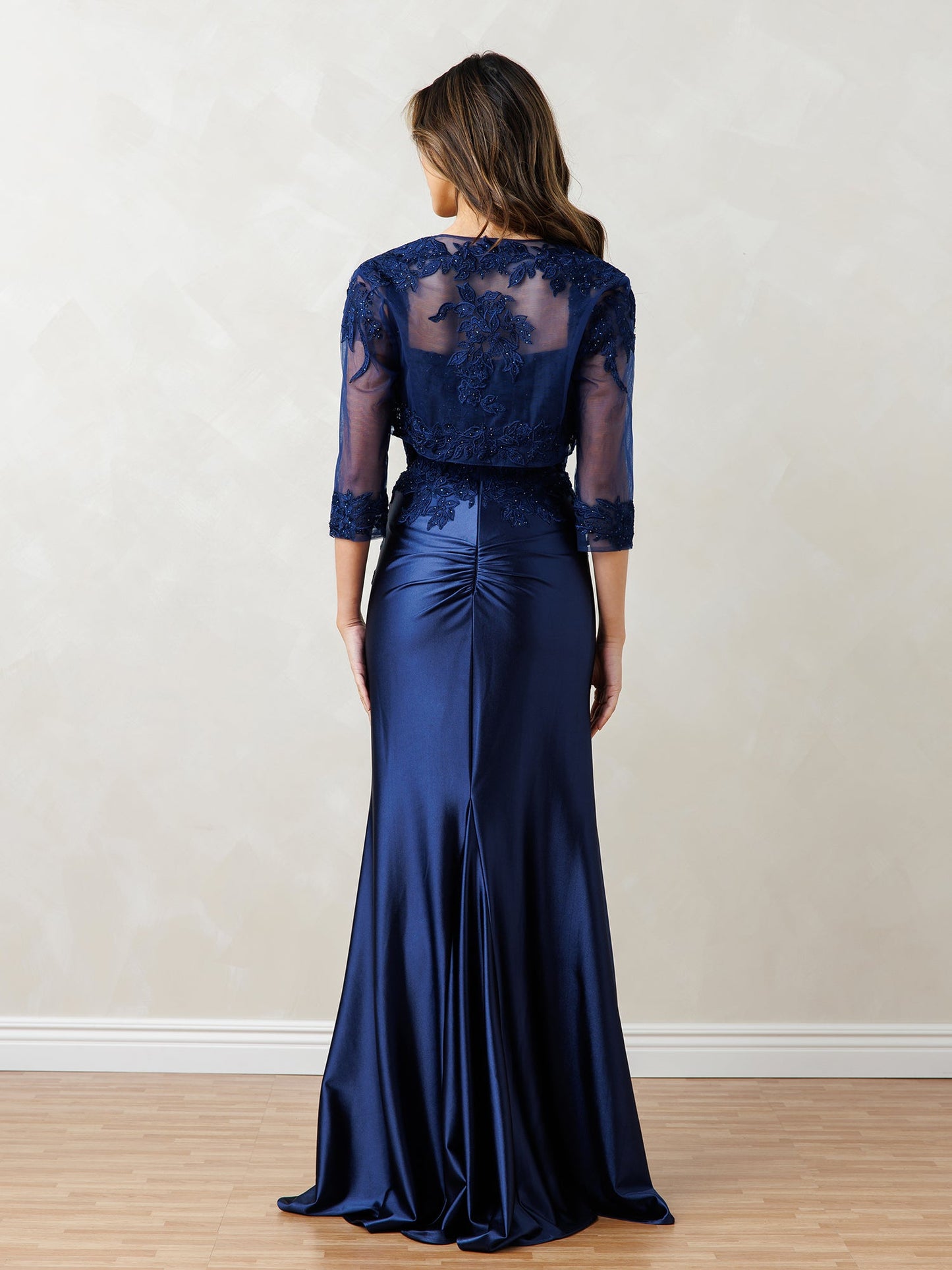Formal Dresses Long Evening Formal Floral Lace Dress Navy
