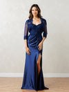 Formal Dresses Long Evening Formal Floral Lace Dress Navy