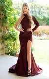 Prom Dresses Prom Long High Slit Formal Evening Dress Red/Black