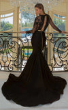 Formal Dresses Long Sleeve Fitted Formal Lace Evening Dress Black