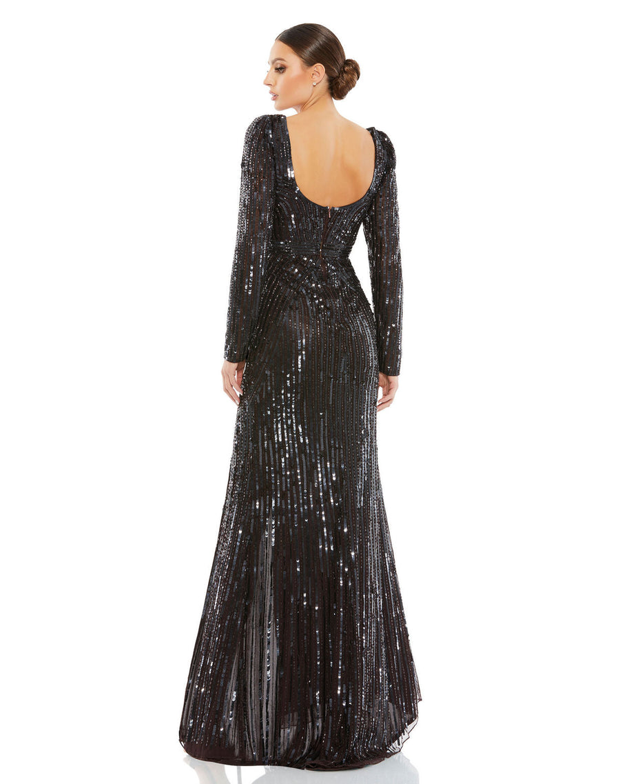 Formal Dresses Long Sleeve Sequin Prom Formal Dress Espresso