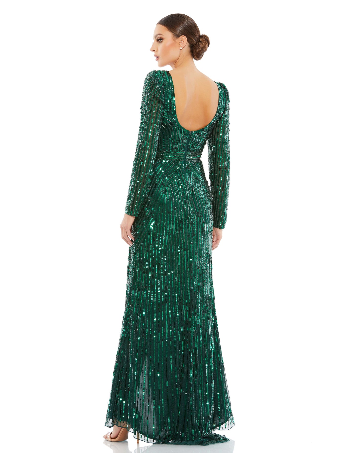 Formal Dresses Long Sleeve Sequin Prom Formal Dress Forest Green