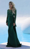 Formal Dresses Long Sleeve Lace Formal Fitted Evening  Dress Hunter