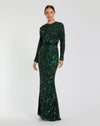 Formal Dresses Long Sleeve Beaded Formal Evening Dress Forest Green
