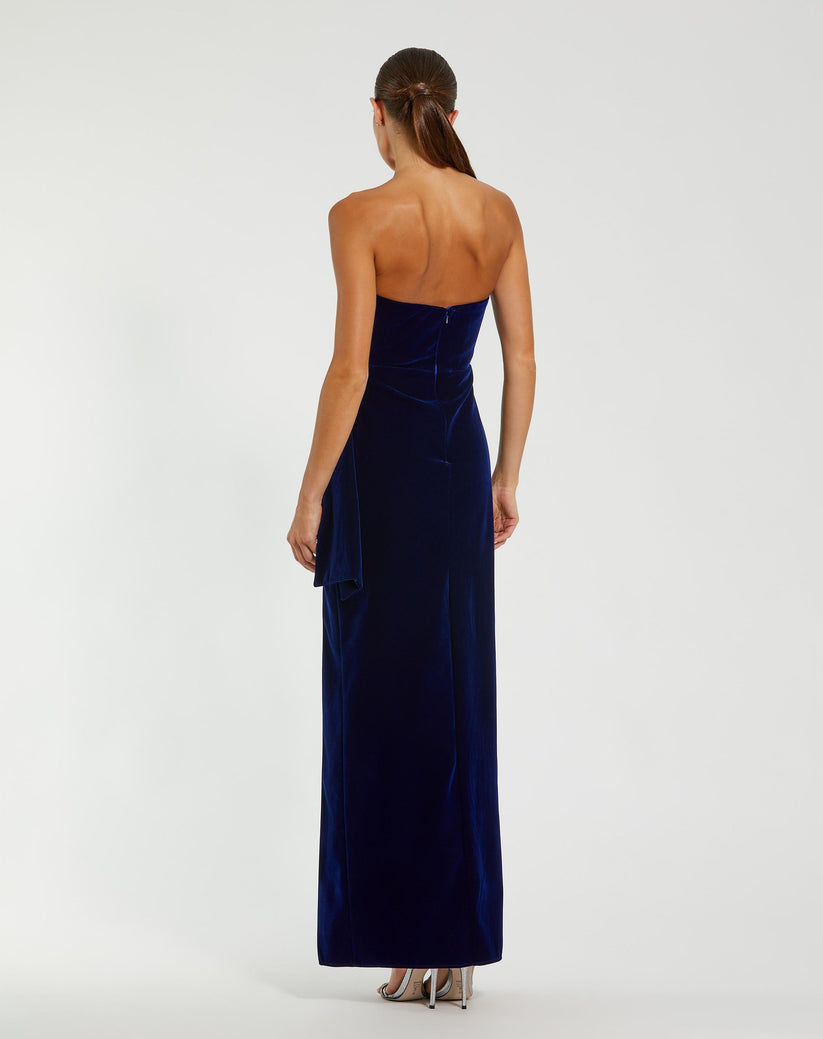 Prom Dresses Long Formal Fitted Velvet Prom Dress Cobalt