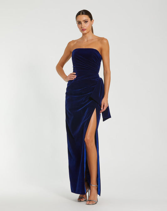 Prom Dresses Long Formal Fitted Velvet Prom Dress Cobalt