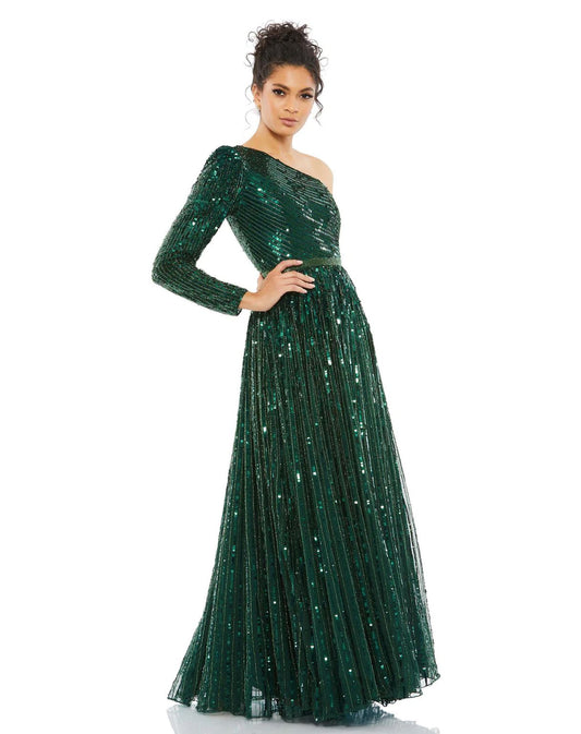 Prom Dresses Long One Shoulder A Line Prom Dress Emerald