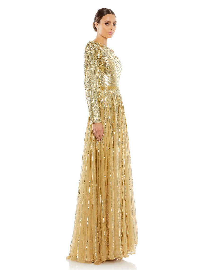 Prom Dresses Long One Shoulder A Line Prom Dress Gold