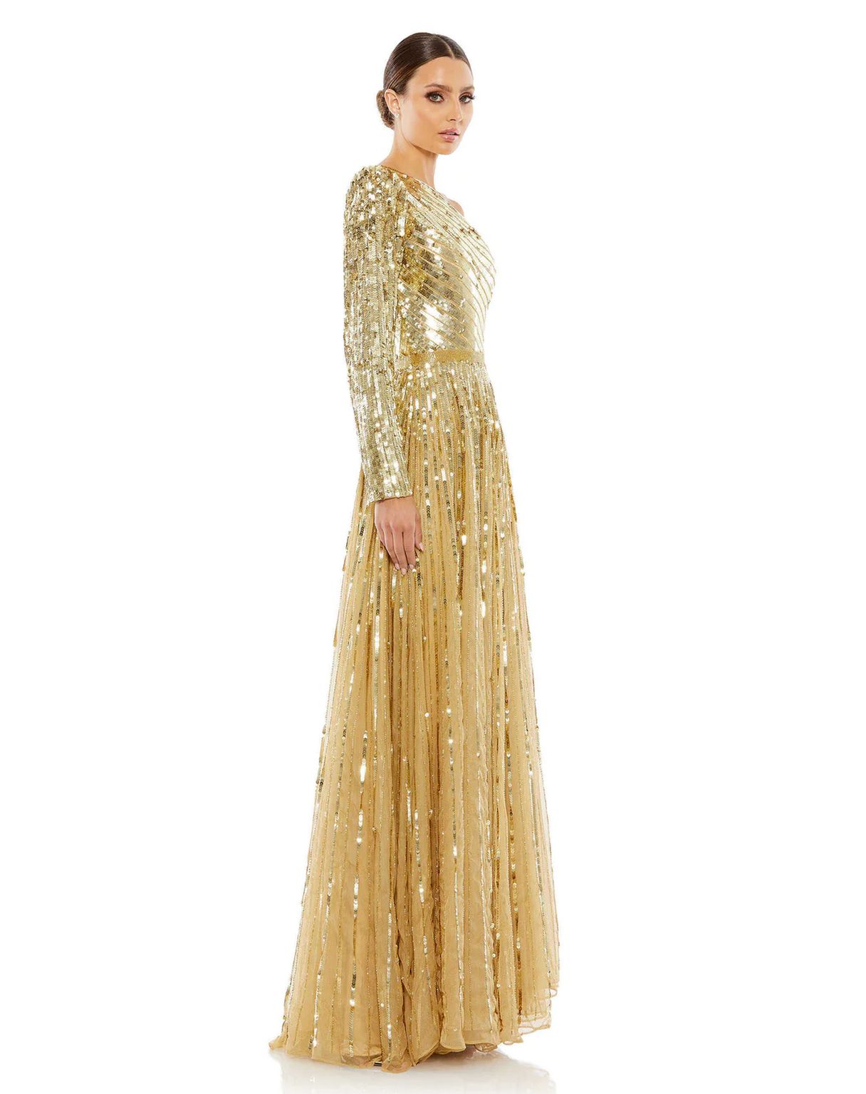 Prom Dresses Long One Shoulder A Line Prom Dress Gold