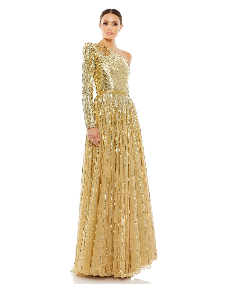 Prom Dresses Long One Shoulder A Line Prom Dress Gold