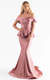 Prom Dresses Long Formal Fitted Peplum Evening Prom Dress Rust Rose