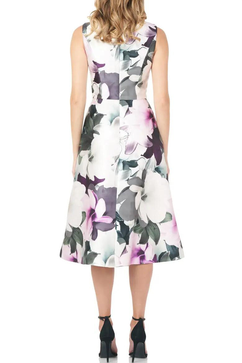 Cocktail Dresses A Line Floral Print Cocktail Midi Dress Cerise Textured Lily