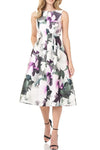 Cocktail Dresses A Line Floral Print Cocktail Midi Dress Cerise Textured Lily