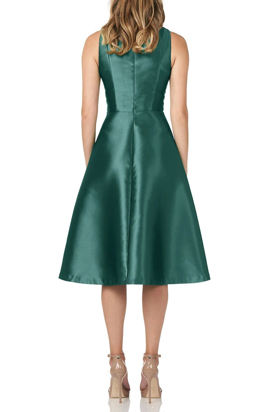 Cocktail Dresses Short Sleeveless Midi Length Cocktail Dress VIBRANT GREEN
