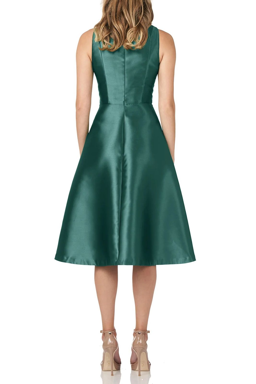 Cocktail Dresses Short Sleeveless Midi Length Cocktail Dress VIBRANT GREEN