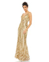 Prom Dresses Fitted Sequin Beaded Formal Prom Long Dress Nude Gold