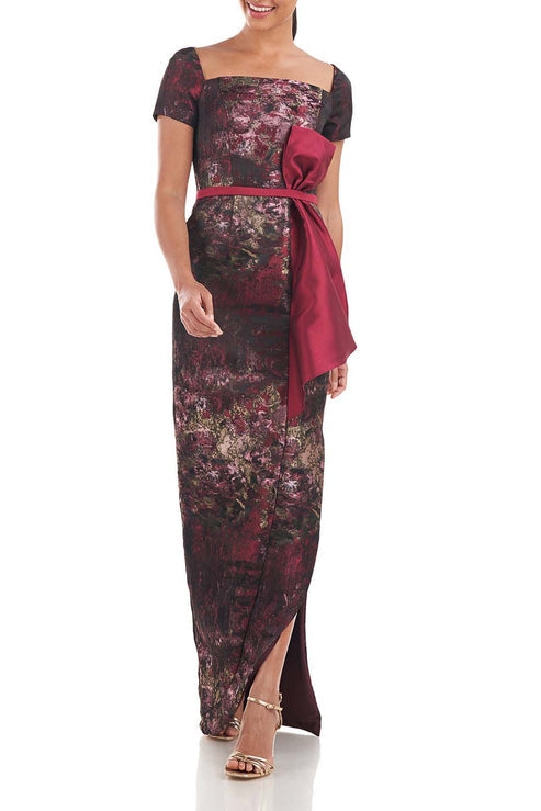 Formal Dresses Long Fitted Formal Evening Dress Bordeaux Multi