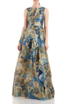 Formal Dresses Long Sleeveless Floral Print Formal Dress GOLD MULTI