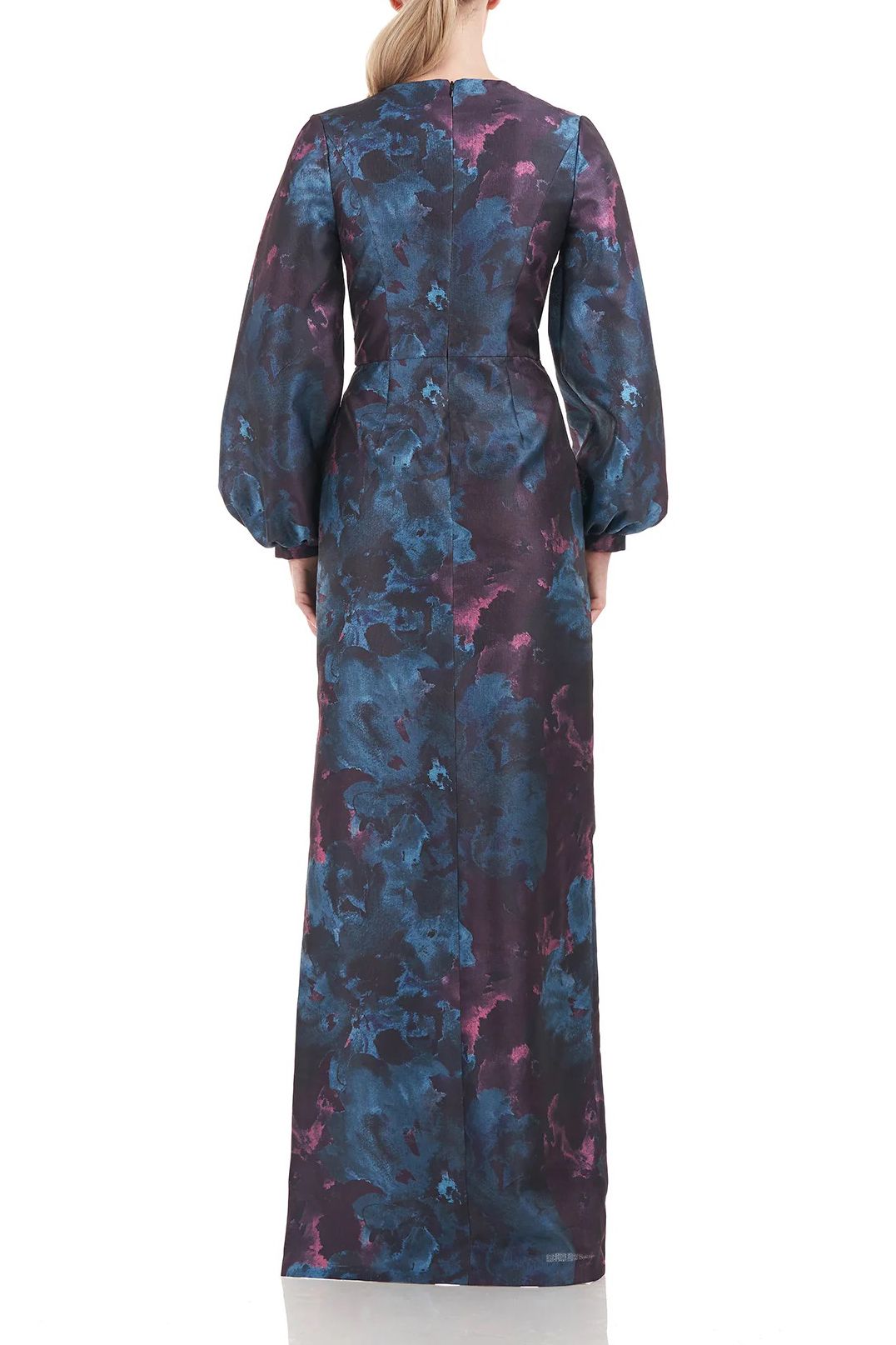 Formal Dresses Long Sleeve Formal Floral Print Dress DEEP TEAL