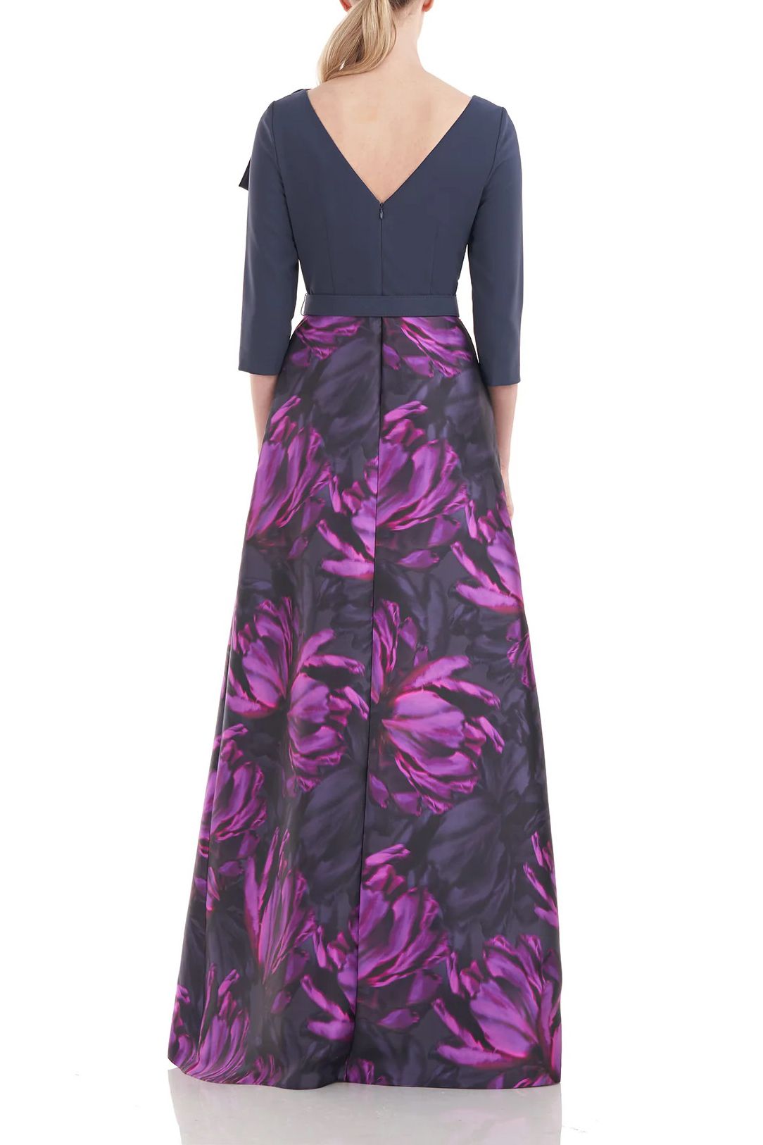 Formal Dresses Long 3/4 Sleeve Floral Formal Dress CERISE SLATE