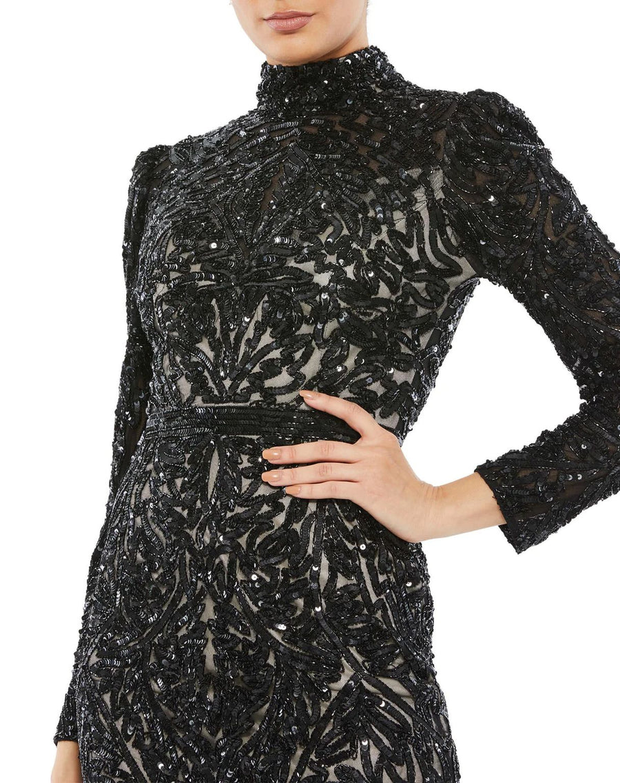 Cocktail Dresses Long Sleeve Midi Length Dress Black