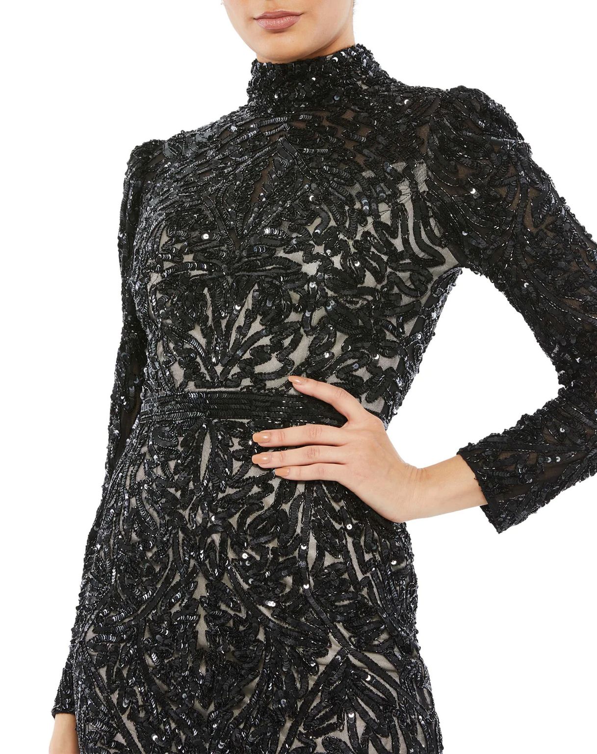 Cocktail Dresses Long Sleeve Midi Length Dress Black