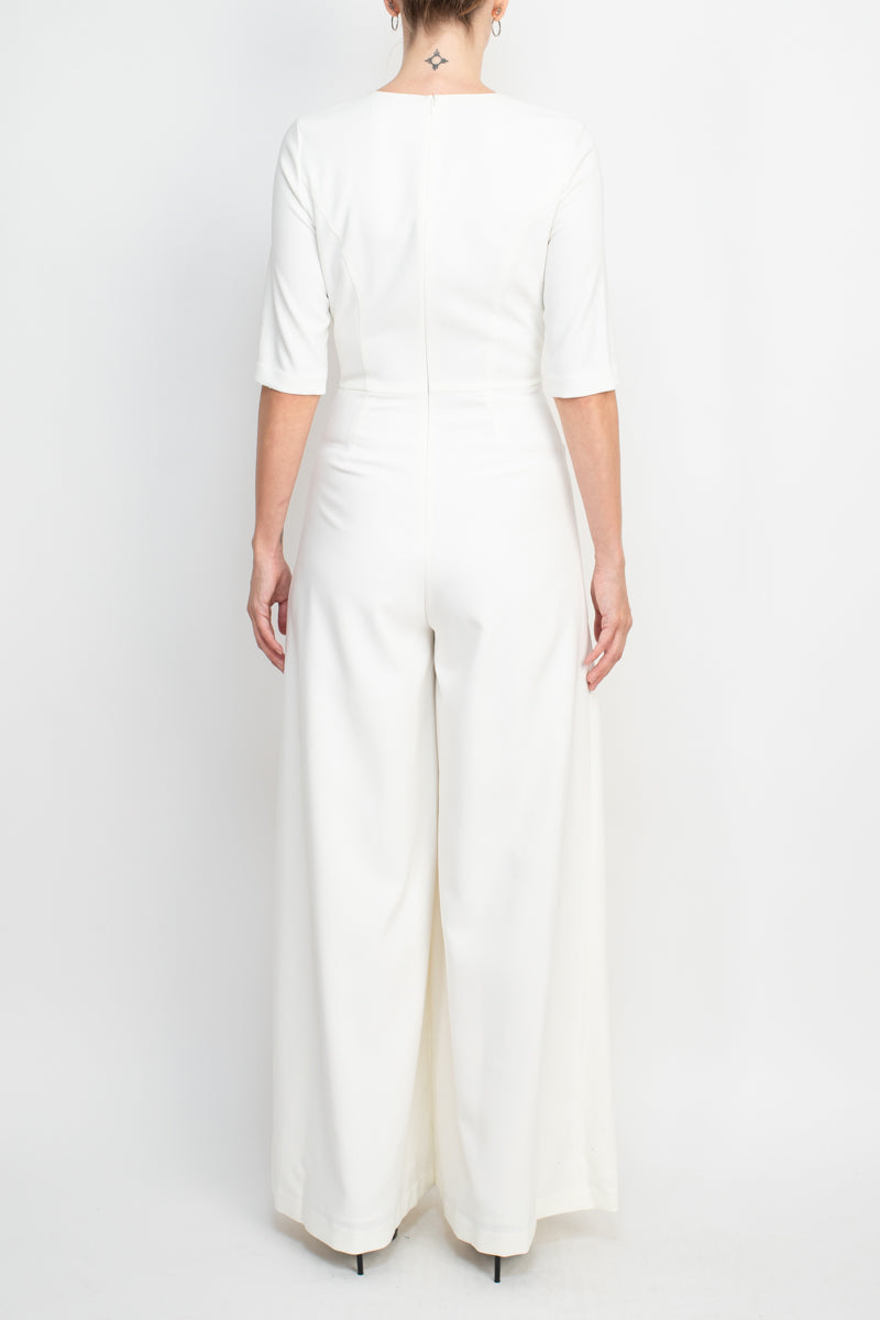 Jumpsuit Pleated Long Formal Jumpsuit Ivory