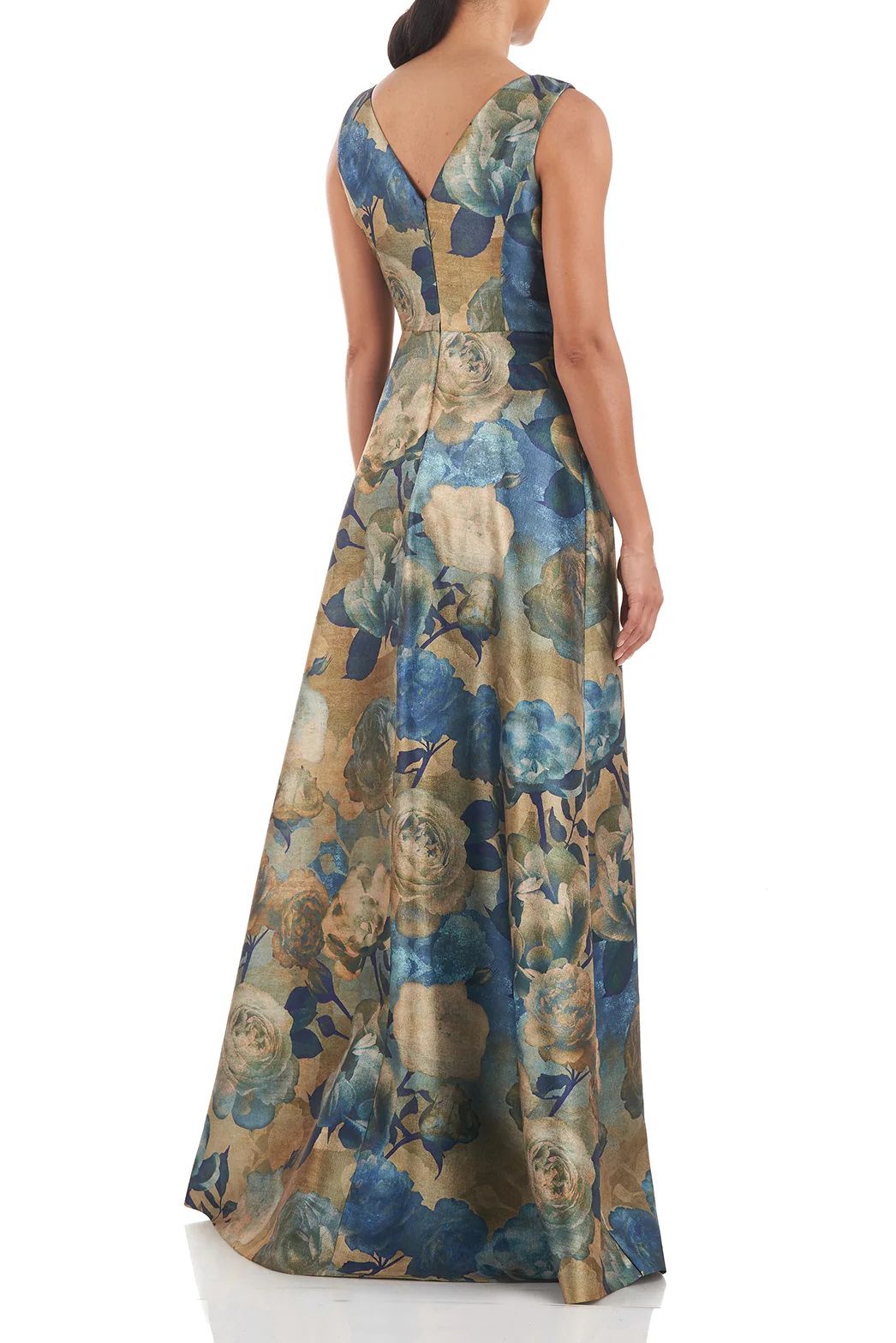 Jumpsuit Long Sleeveless Formal Floral Print Jumpsuit GOLD MULTI