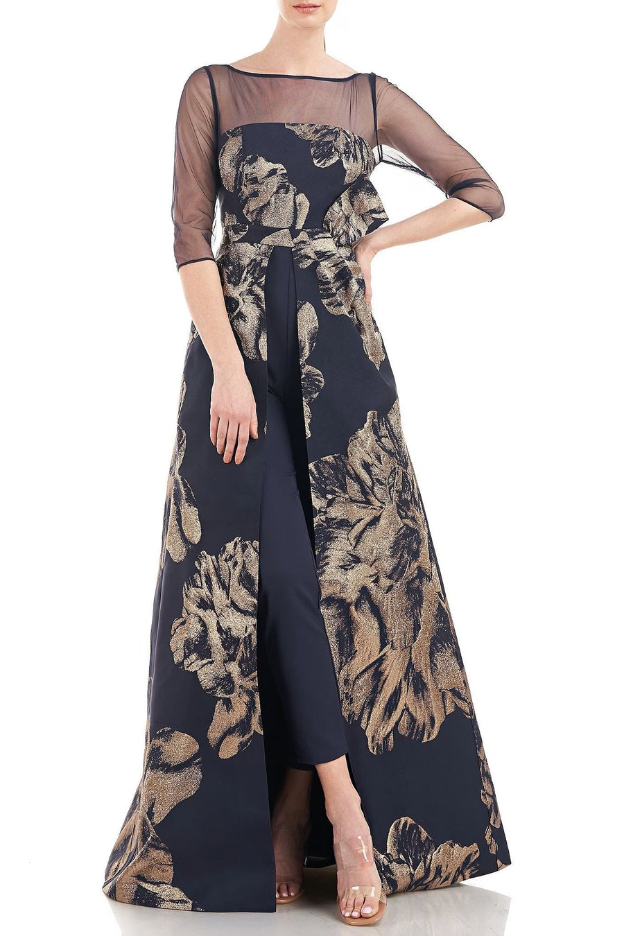 Jumpsuit Long 3/4 Sleeve Formal Jumpsuit DEEP NAVY BRONZE