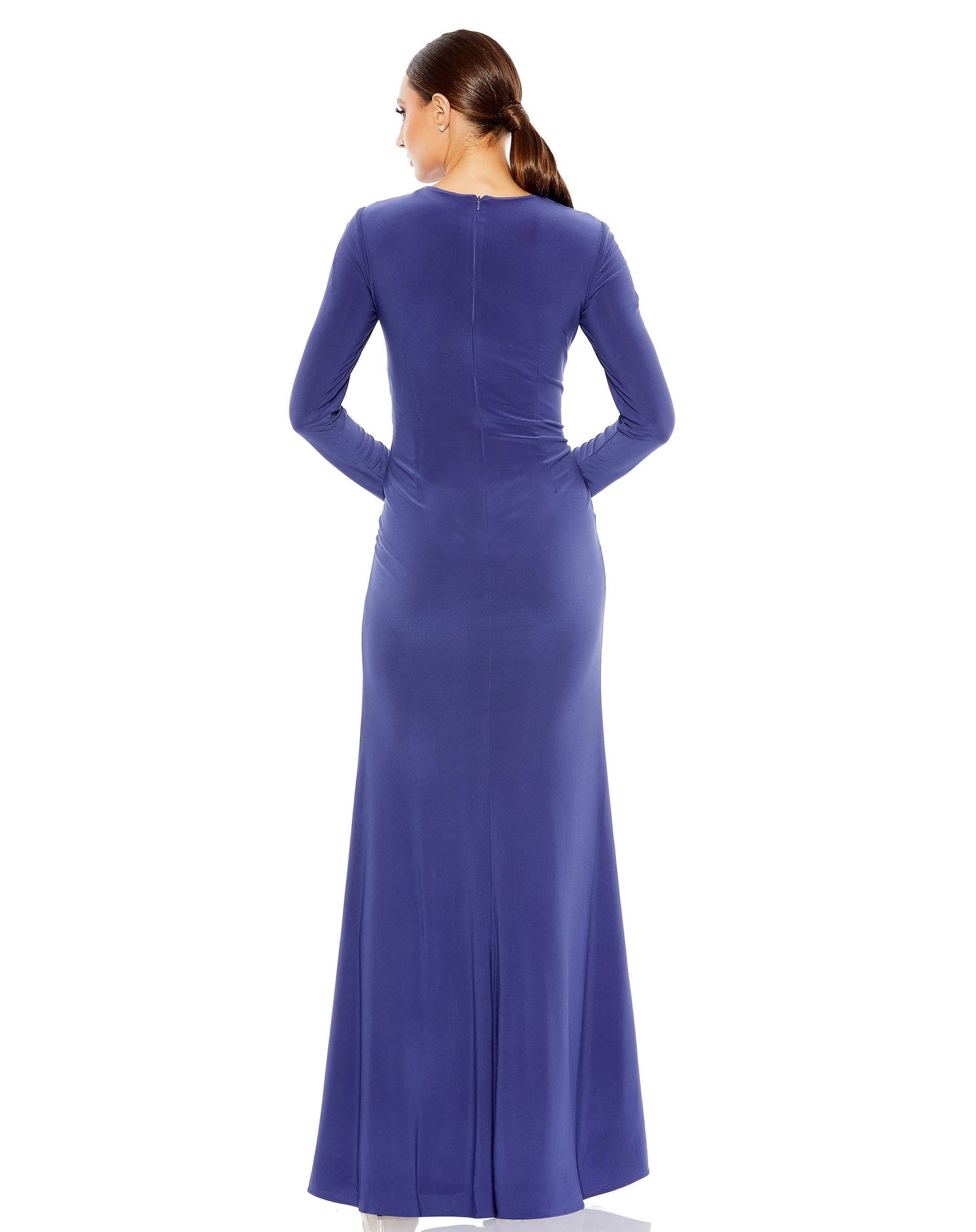 Formal Dresses Long Sleeve Formal Draped Gown Indigo