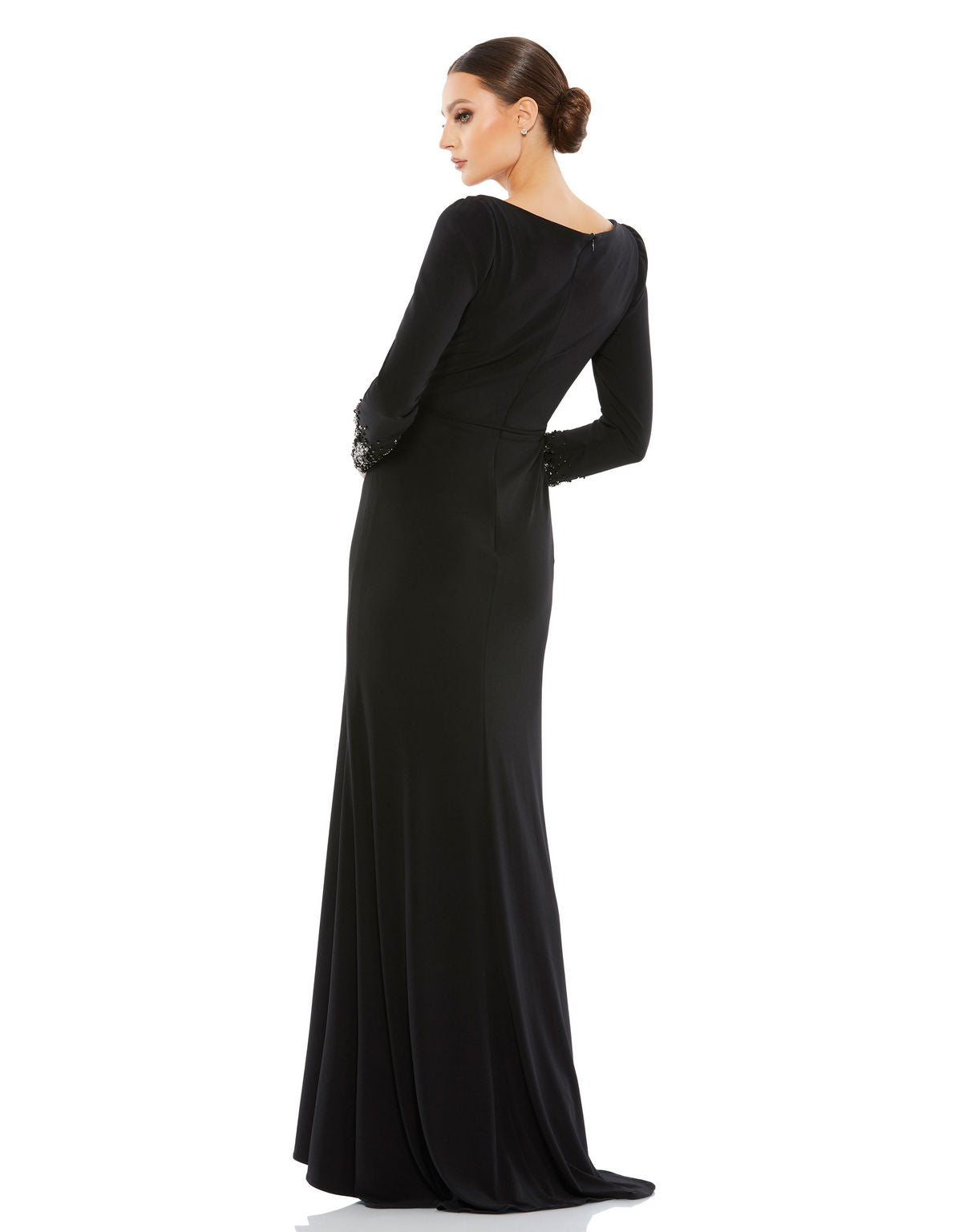 Formal Dresses Beaded Long Sleeve Formal Prom Dress  Black