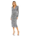 Cocktail Dresses Long Sleeve Cocktail Midi Sequin Dress  Charcoal