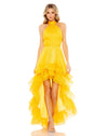 Mac Duggal 55807 Prom High Low Pleated Halter Gown