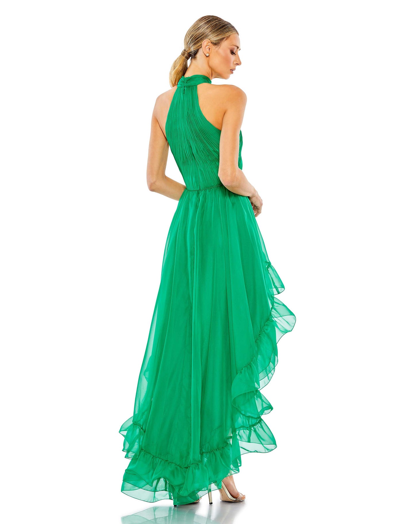 Cocktail Dresses High Low Halter Tiered Cocktail Dress Emerald