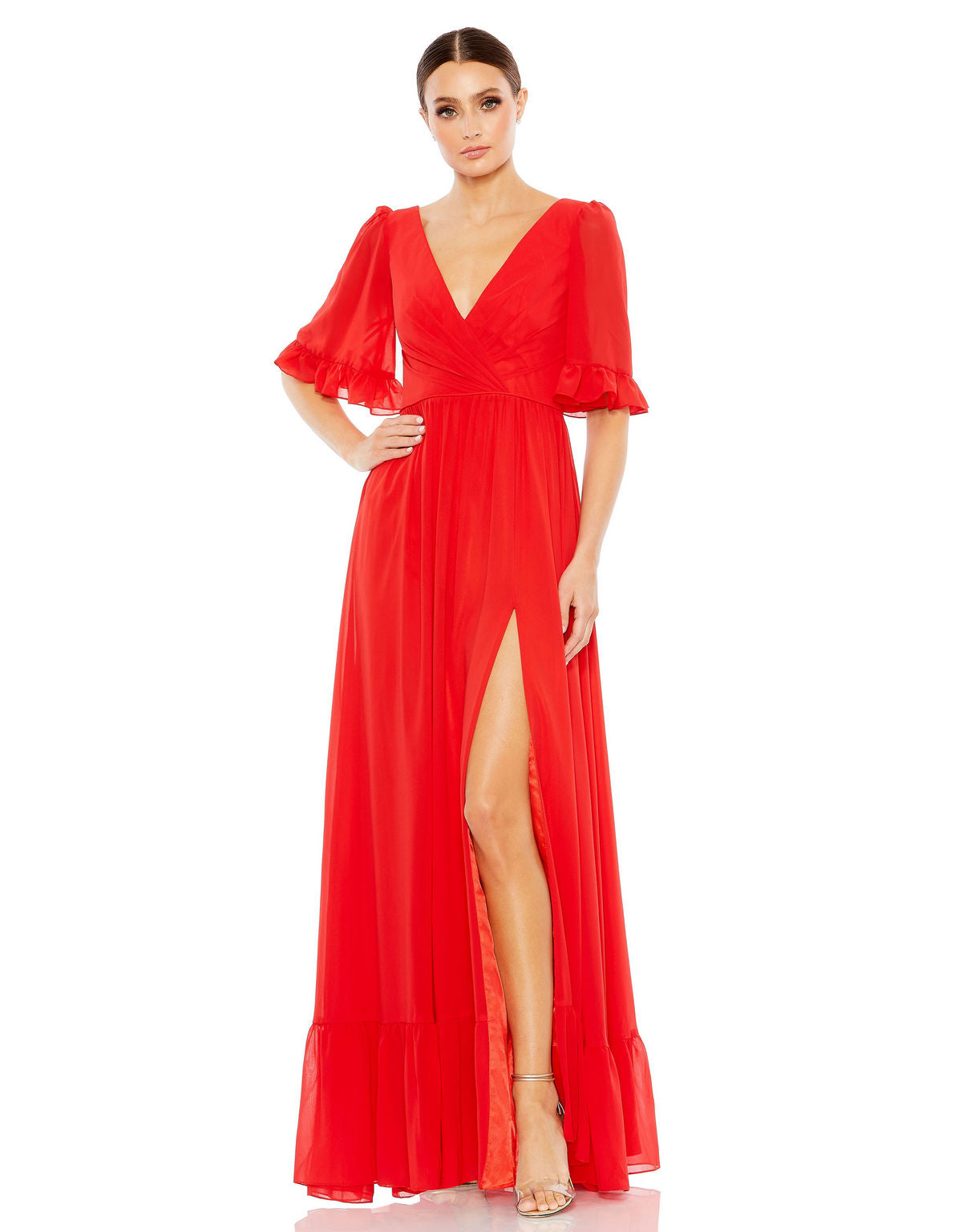 Formal Dresses Long Ruffle Formal Prom A Line Dress Red