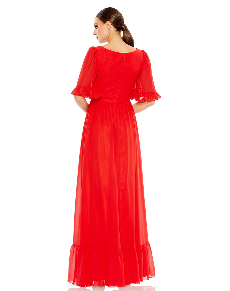 Formal Dresses Long Ruffle Formal Prom A Line Dress Red