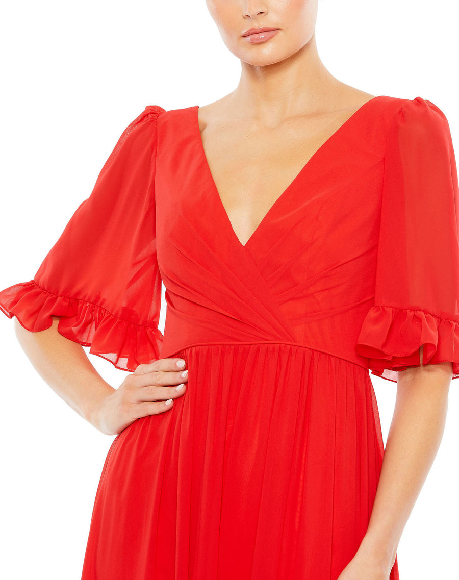 Formal Dresses Long Ruffle Formal Prom A Line Dress Red