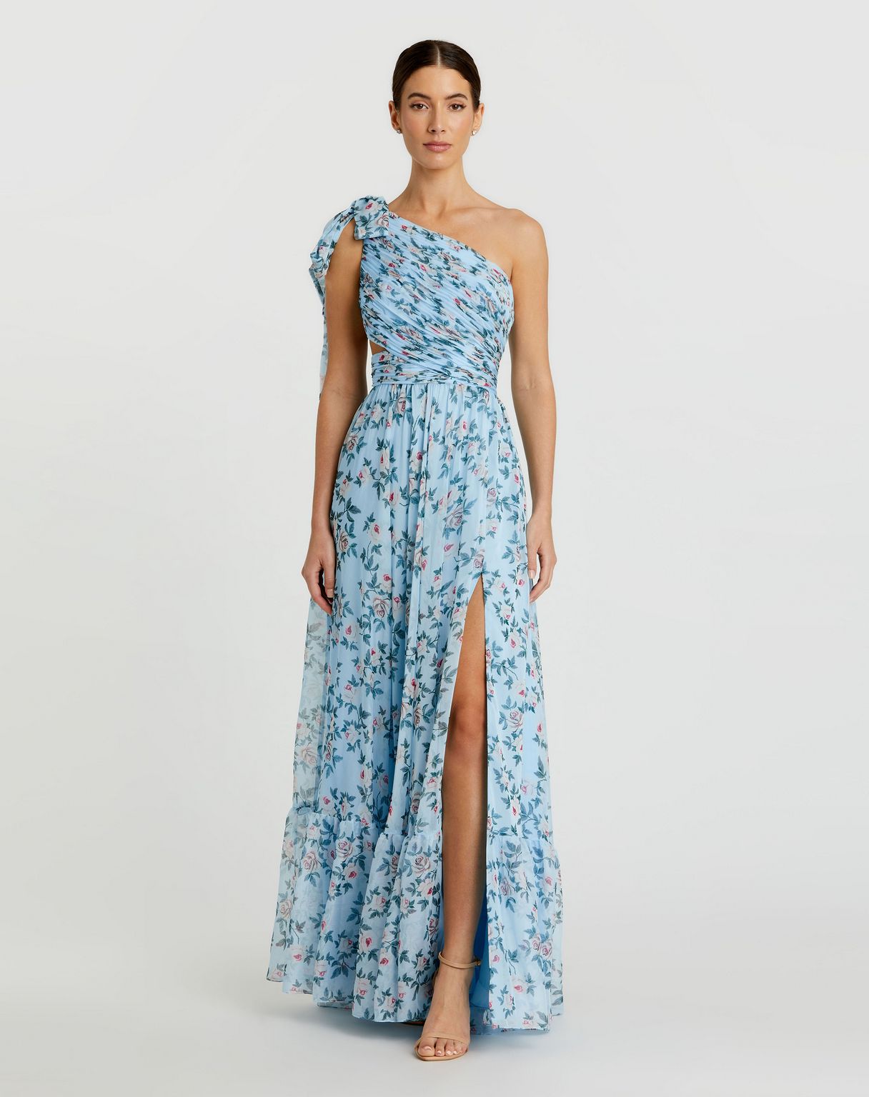 Prom Dresses Long Floral Slit Formal Prom Dress Aqua Multi